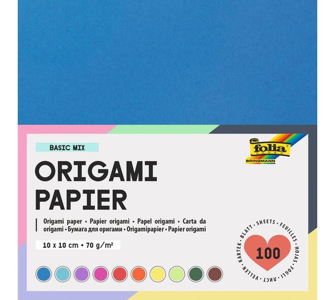 Origami papier Folia 70gr 10x10cm 100 vel assorti kleuren