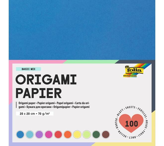 Origami papier Folia 70gr 20x20cm 100 vel assorti kleuren