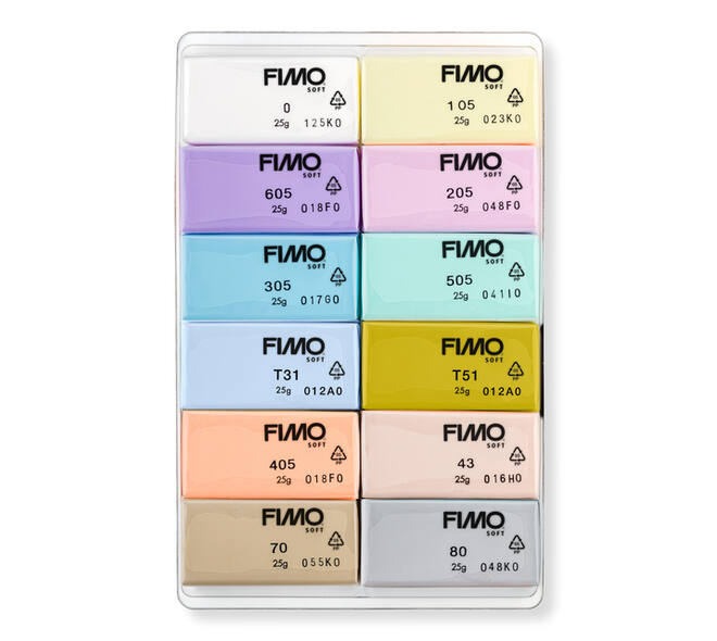 Klei Fimo  soft colour pak à 12 pastel kleuren