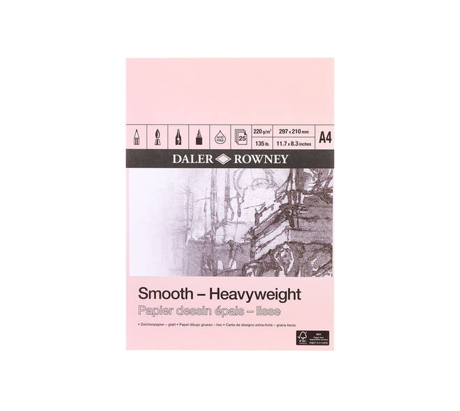 Tekenpapier Daler-Rowney Smooth Heavyweight 220gr A4 natuurlijk wit