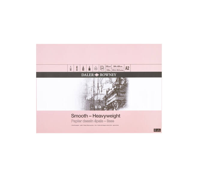 Tekenpapier Daler-Rowney Smooth Heavyweight 220gr A2 natuurlijk wit