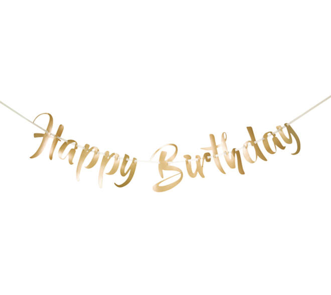 Letterslinger Happy Birthday goud