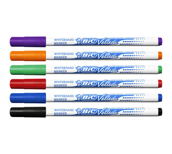Whiteboardmarker Bic Velleda 1721 rond fijn assorti blister à 8 stuks