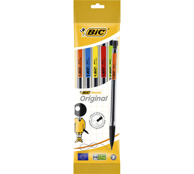 Vulpotlood Bic Matic Original HB 0.7mm assorti zak à 5 stuks