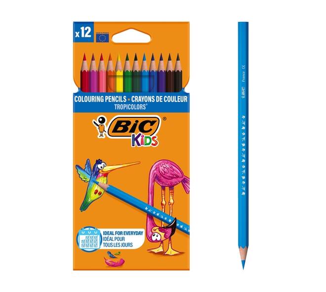 Kleurpotloden BicKids Tropicolors assorti blister à 12 stuks