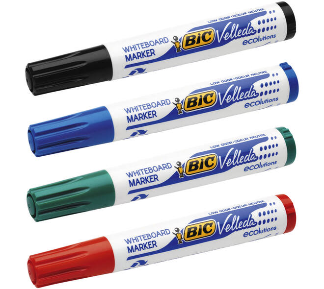 Whiteboardmarker Bic Velleda 1704 rond large assorti blister à 4 stuks