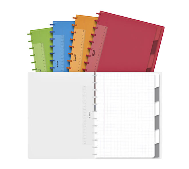 Schrift Adoc A4 ruit 5x5mm 144 pagina's 90gr met 6 tabbladen assorti