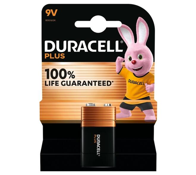 Batterij Duracell Plus 1x 9Volt