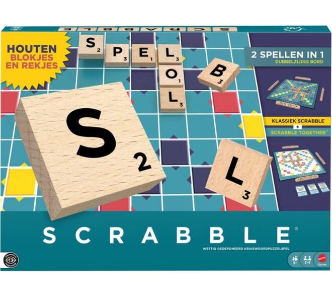 Spel Scrabble Mattel met houtblokjes