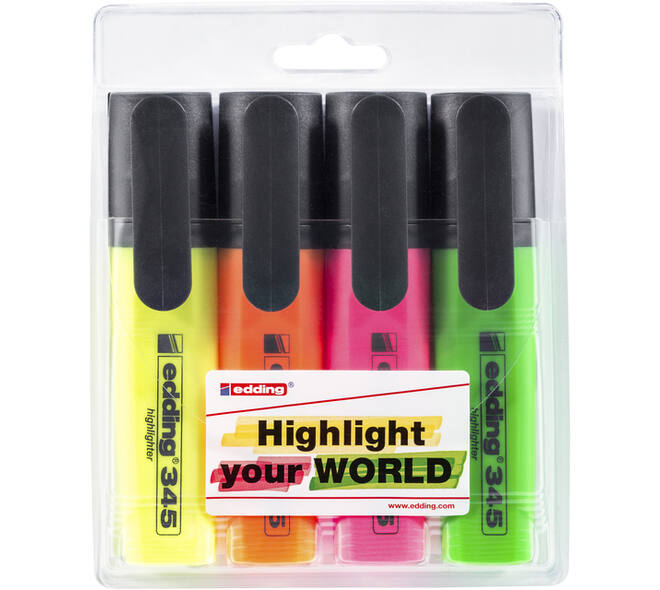 Markeerstift edding 345 2-5mm assorti set à 4 stuks