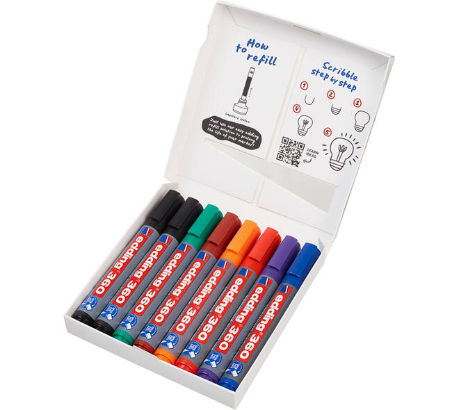 Whiteboardmarker edding 360 rond 1.5-3mm assorti 8 stuks