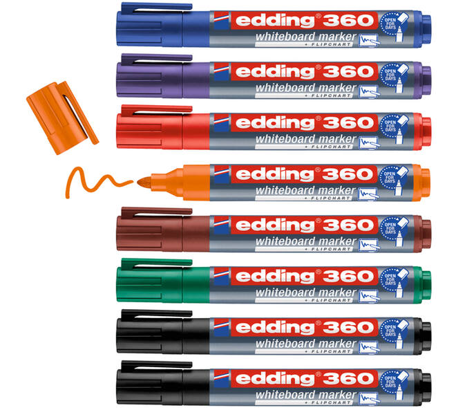 Whiteboardmarker edding 360 rond 1.5-3mm assorti 8 stuks