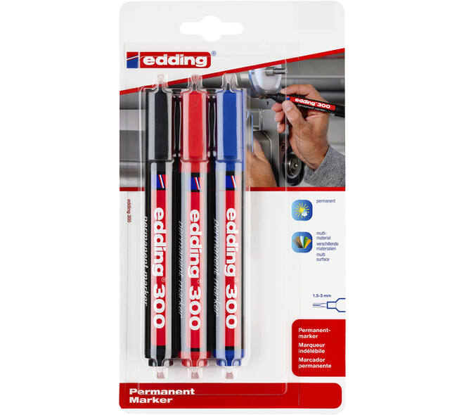 Viltstift edding 300 rond 1.5-3mm assorti blister à 3 stuks