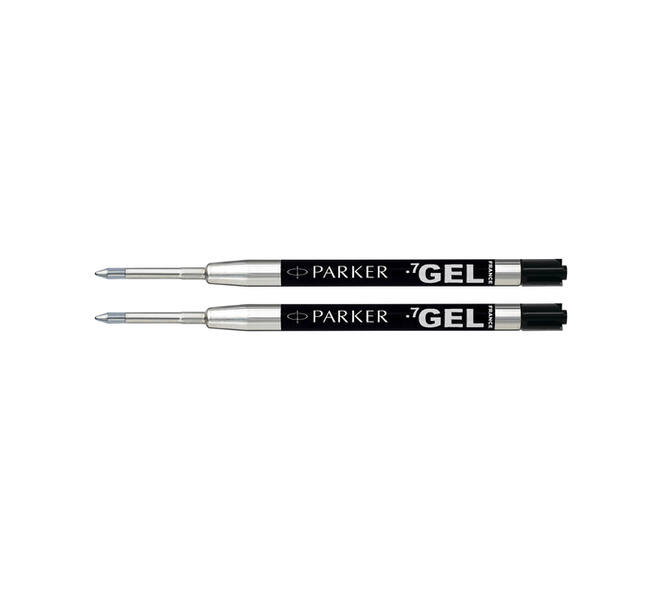Gelschrijvervulling Parker Quink medium zwart blister à 2 stuks