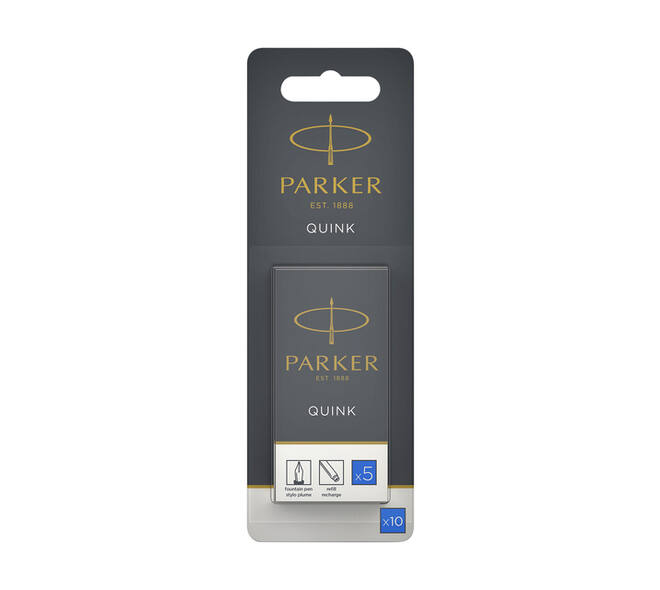 Inktpatroon Parker Quink uitwasbaar blauw blister à 10 stuks