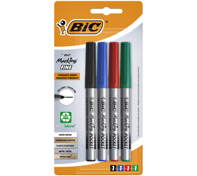 Viltstift Bic ecolutions rond fijn assorti blister à 4 kleuren