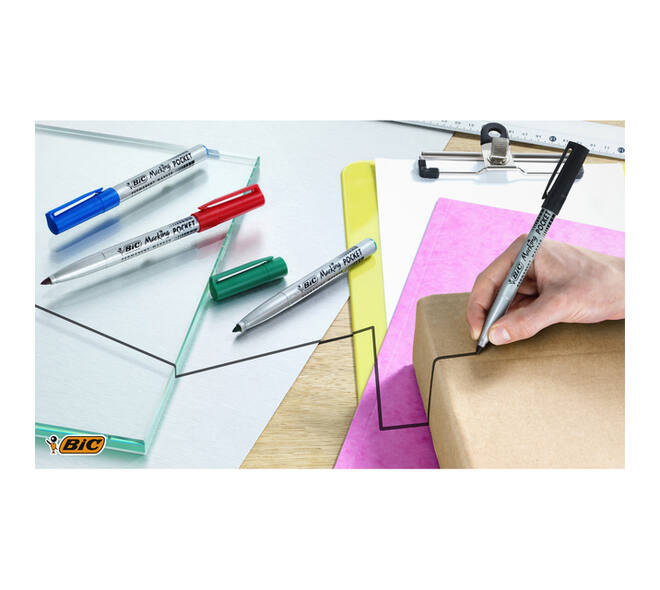 Viltstift Bic ecolutions rond fijn assorti blister à 4 kleuren