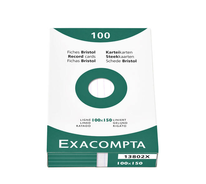 Systeemkaart Exacompta 100x150mm lijn wit 100 stuks