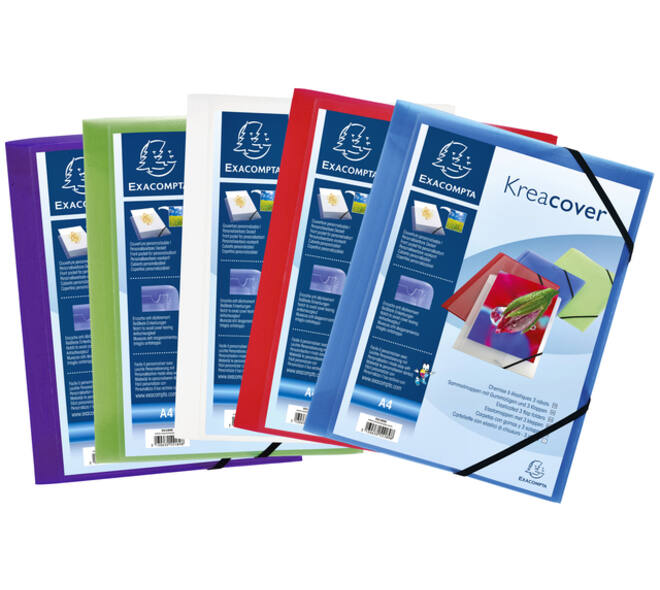 Elastomap Exacompta Kreacover A4 3 kleppen PP assorti