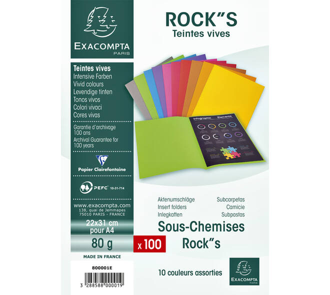 Vouwmap Exacompta ROCK'S A4 80g assorti 100 stuks