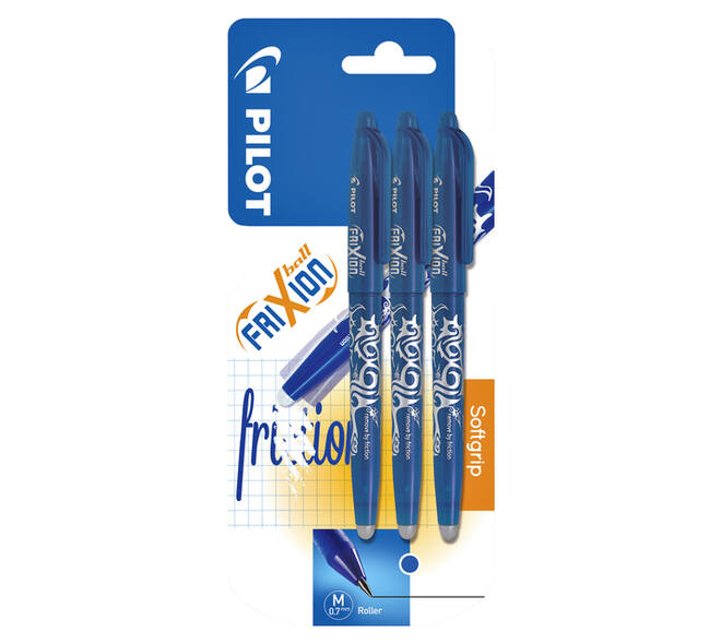 Rollerpen PILOT friXion medium blauw blister à 3 stuks
