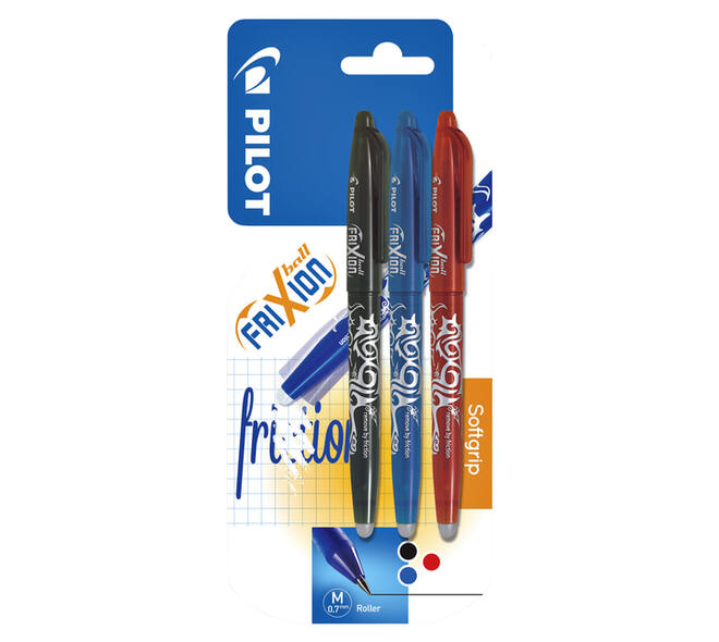 Rollerpen PILOT friXion medium assorti blister à 3 stuks