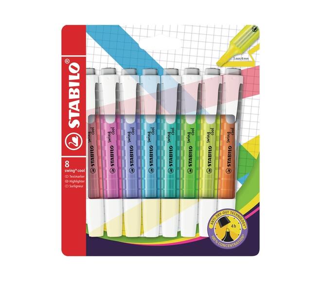 Markeerstift STABILO Swing cool 275/8 Wow assorti etui à 8 stuks