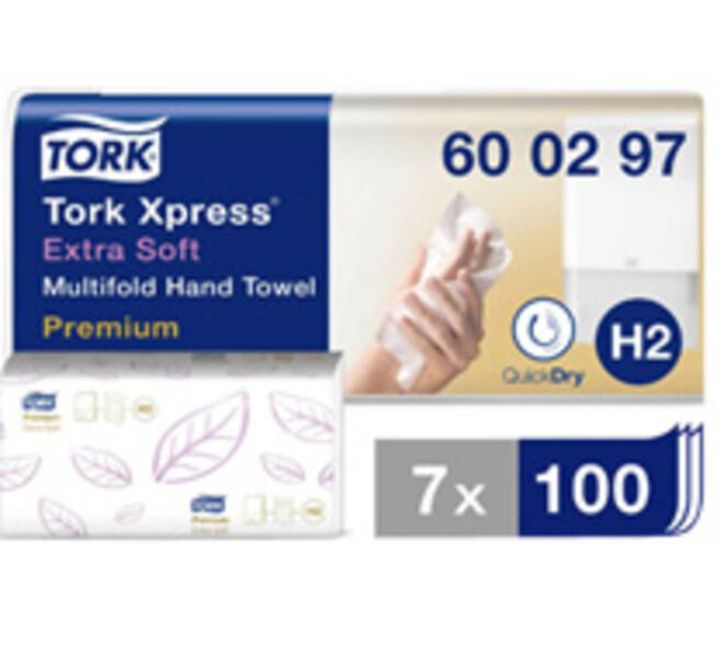 Handdoek Tork H2 Xpress Premium multifold 2-laags 212x340mm 7x100 vel wit 600297