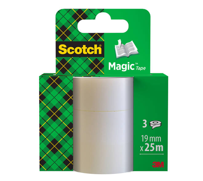 Plakband Scotch Magic 819 19mmx25m onzichtbaar 3 rollen