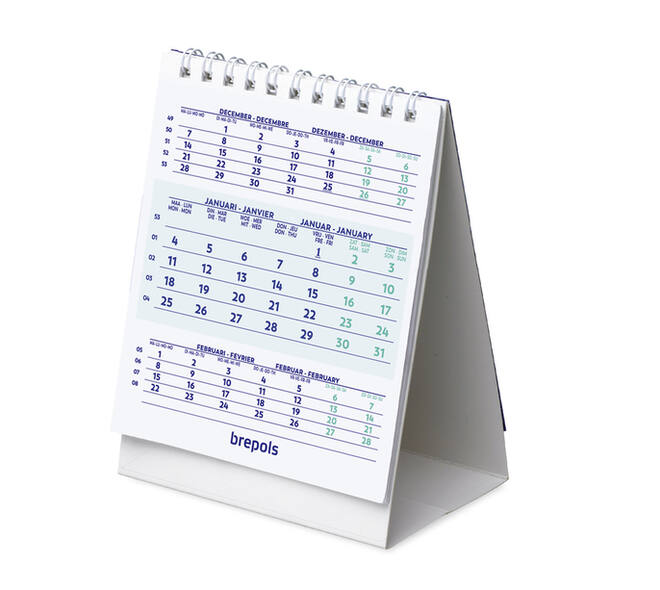 3-Maandsbureaukalender 2027 Brepols 10.5x13cm