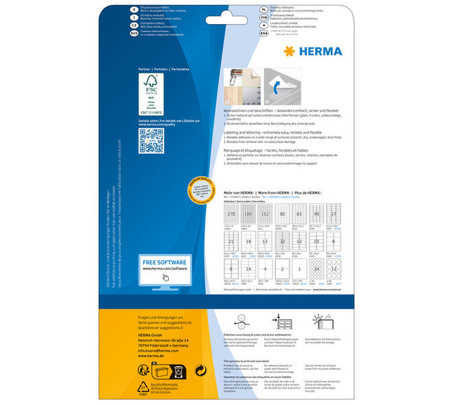 Etiket HERMA 10017 A4 99.1x42.3mm verwijderbaar wit 300 stuks