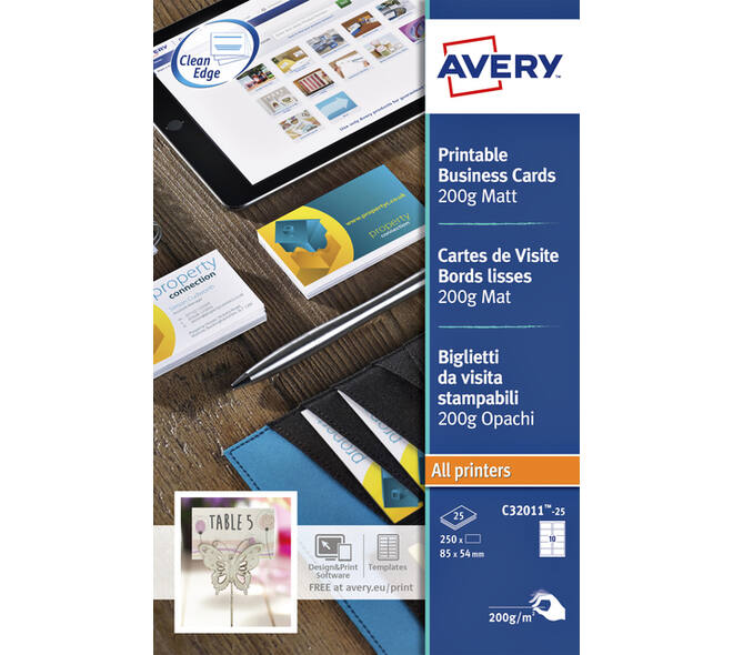 Visitekaart Avery C32011-10 85x54mm 200gr 100 stuks
