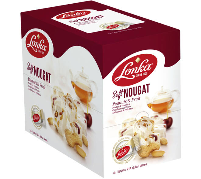 Nougat Lonka pinda vrucht doos 214 stuks