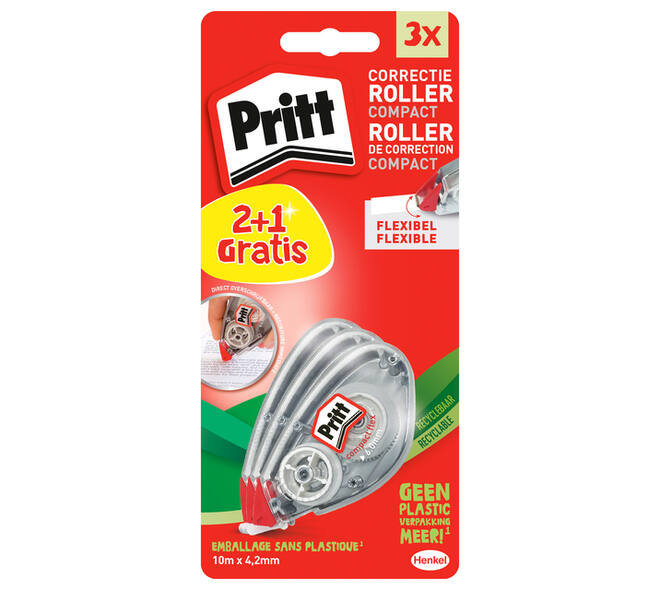 Correctietape Pritt compact flex 4.2mm x 10m blister 2+1 gratis