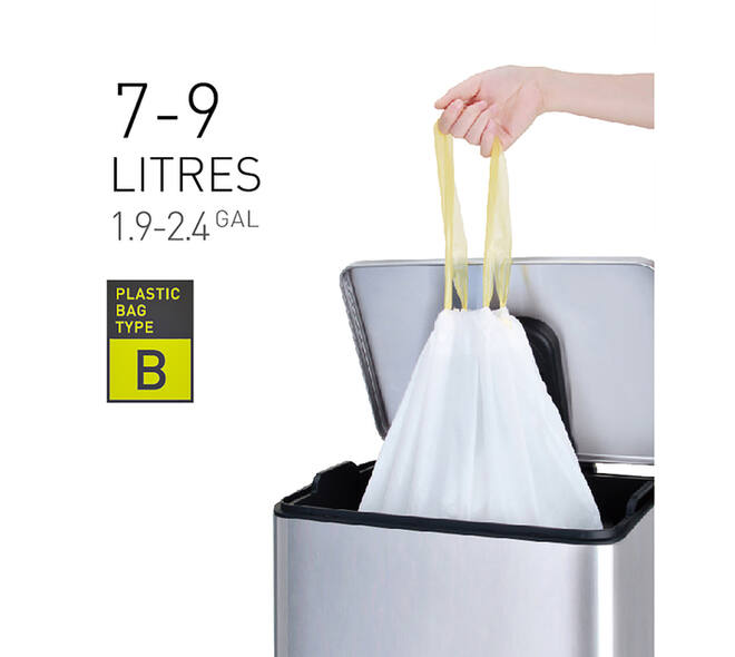 Afvalzak EKO MDPE type B met trekband 40x45cm 7-9L wit rol à 25 stuks