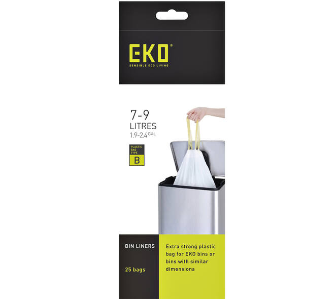 Afvalzak EKO MDPE type B met trekband 40x45cm 7-9L wit rol à 25 stuks