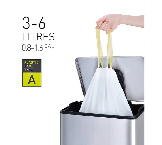 Afvalzak EKO MDPE type A met trekband 35x40cm 3-6L wit rol à 30 stuks