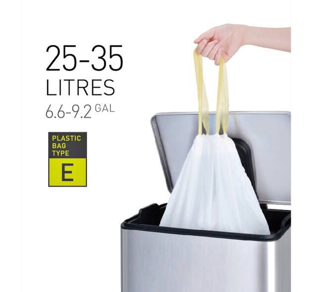 Afvalzak EKO MDPE type E met trekband 55x70cm 25-35L wit rol à 12 stuks