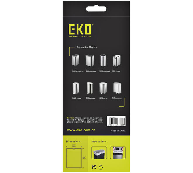 Afvalzak EKO MDPE type E met trekband 55x70cm 25-35L wit rol à 12 stuks