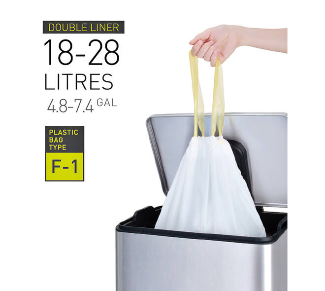 Afvalzak EKO MDPE type F1 met trekband 49x68cm 18-28L wit rol à 20 stuks