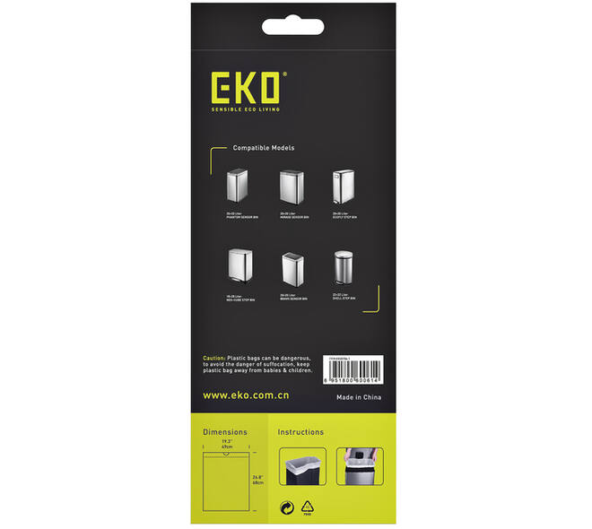 Afvalzak EKO MDPE type F1 met trekband 49x68cm 18-28L wit rol à 20 stuks