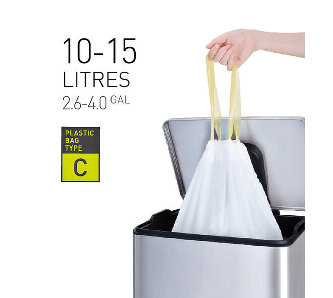 Afvalzak EKO MDPE type C met trekband 45x50cm 10-15L wit rol à 20 stuks