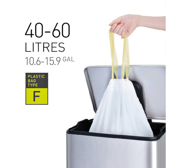 Afvalzak EKO MDPE type F met trekband 64x75cm 40-60L wit rol à 12 stuks