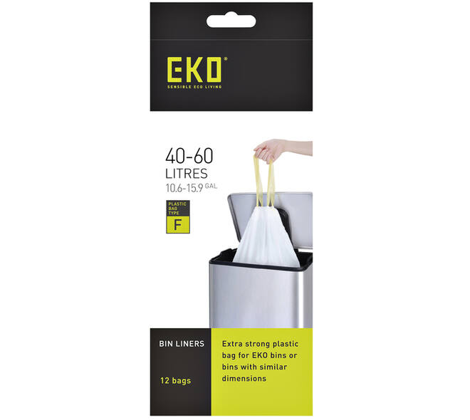 Afvalzak EKO MDPE type F met trekband 64x75cm 40-60L wit rol à 12 stuks