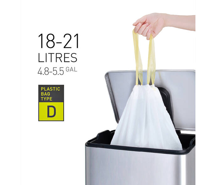 Afvalzak EKO MDPE type D met trekband 55x55cm 18-21L wit rol à 20 stuks