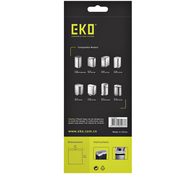 Afvalzak EKO MDPE type D met trekband 55x55cm 18-21L wit rol à 20 stuks