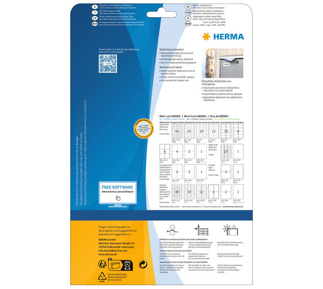 Etiket HERMA 4600 210x148mm folie wit 20 stuks