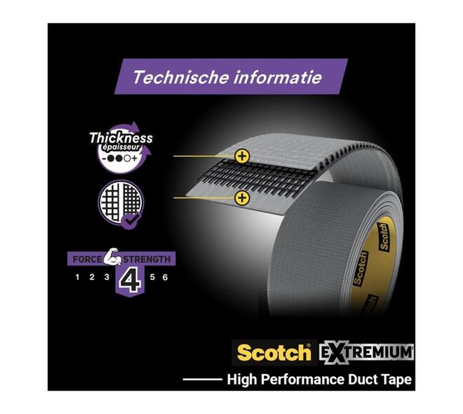 Duct tape Scotch Extremium no residue 18.2mx48mm grijs