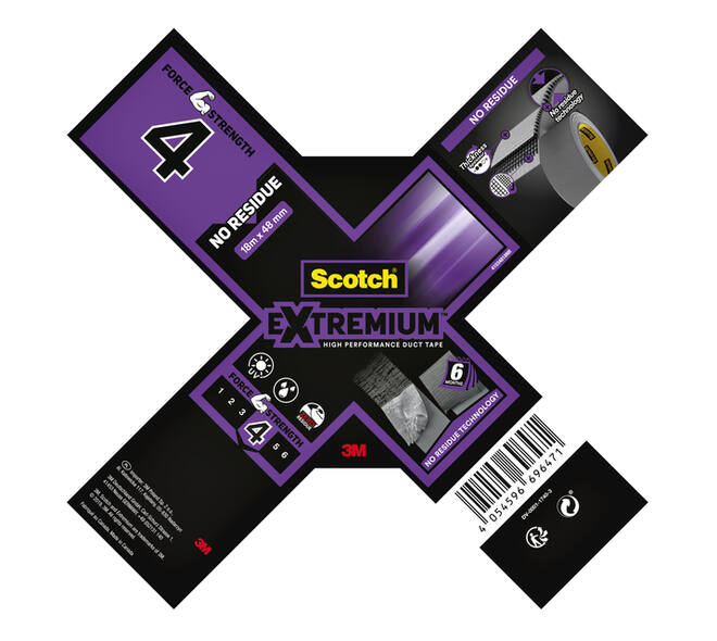 Duct tape Scotch Extremium no residue 18.2mx48mm grijs
