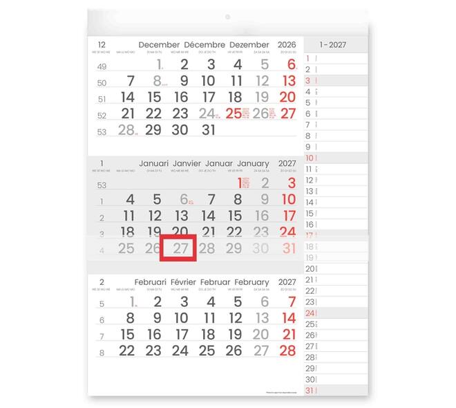 3-Maandkalender 2027 INNI Manager compact-formaat notes
